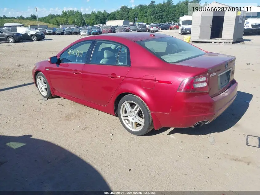 2007 Acura Tl 3.2 VIN: 19UUA66287A031111 Lot: 45369101