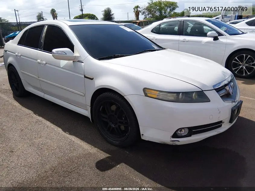 2007 Acura Tl Type S VIN: 19UUA76517A000749 Lot: 45486995