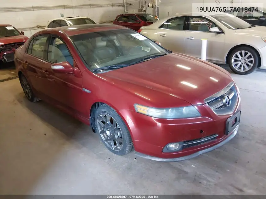 2007 Acura Tl Type S VIN: 19UUA76517A018474 Lot: 45628697