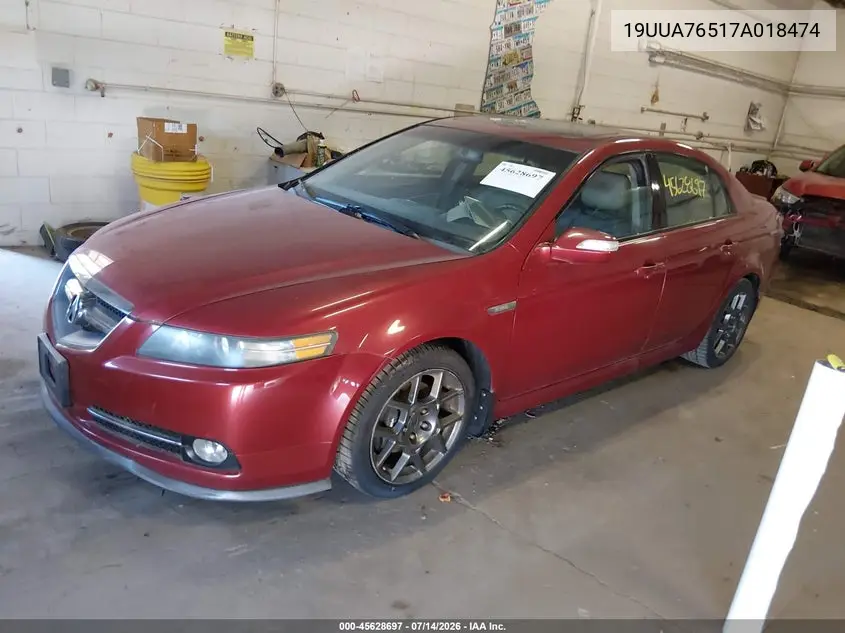2007 Acura Tl Type S VIN: 19UUA76517A018474 Lot: 45628697