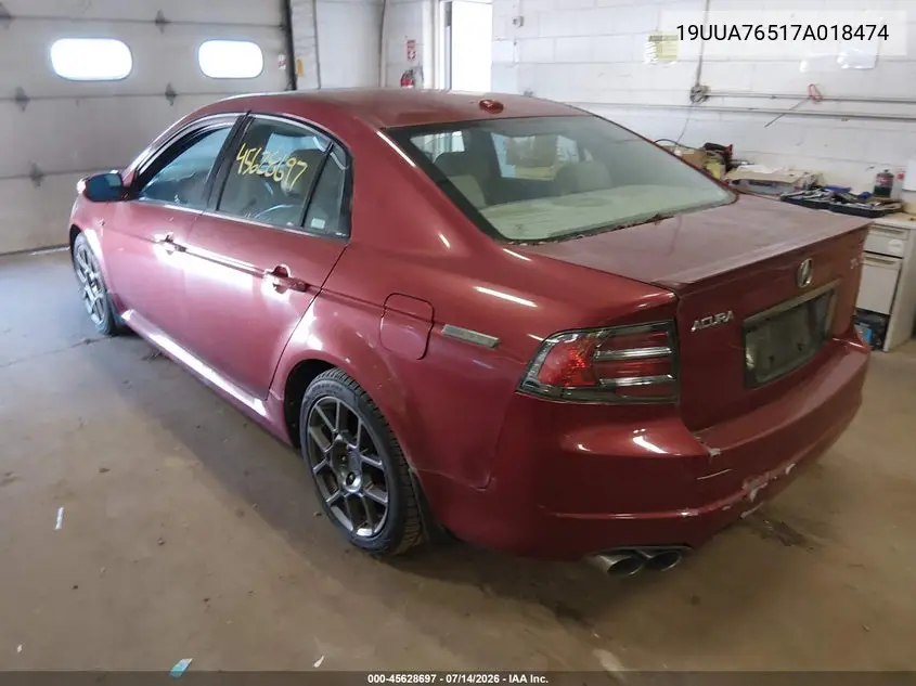 2007 Acura Tl Type S VIN: 19UUA76517A018474 Lot: 45628697