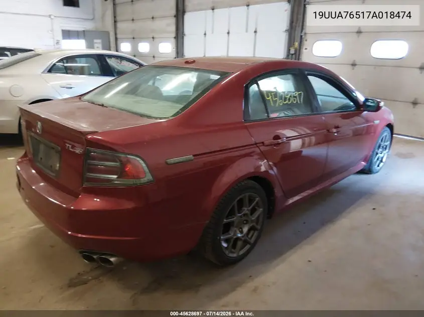 2007 Acura Tl Type S VIN: 19UUA76517A018474 Lot: 45628697