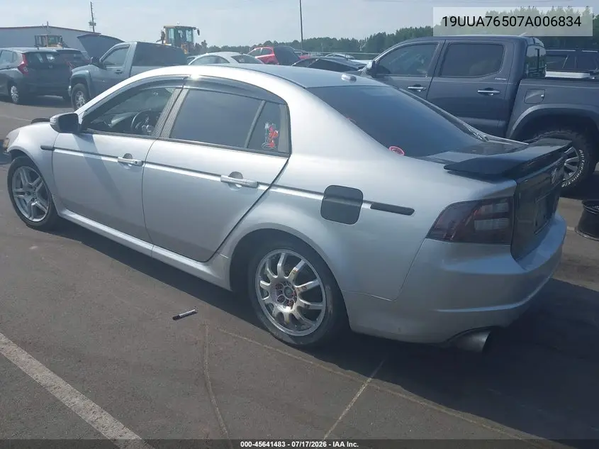 2007 Acura Tl Type S VIN: 19UUA76507A006834 Lot: 45641483