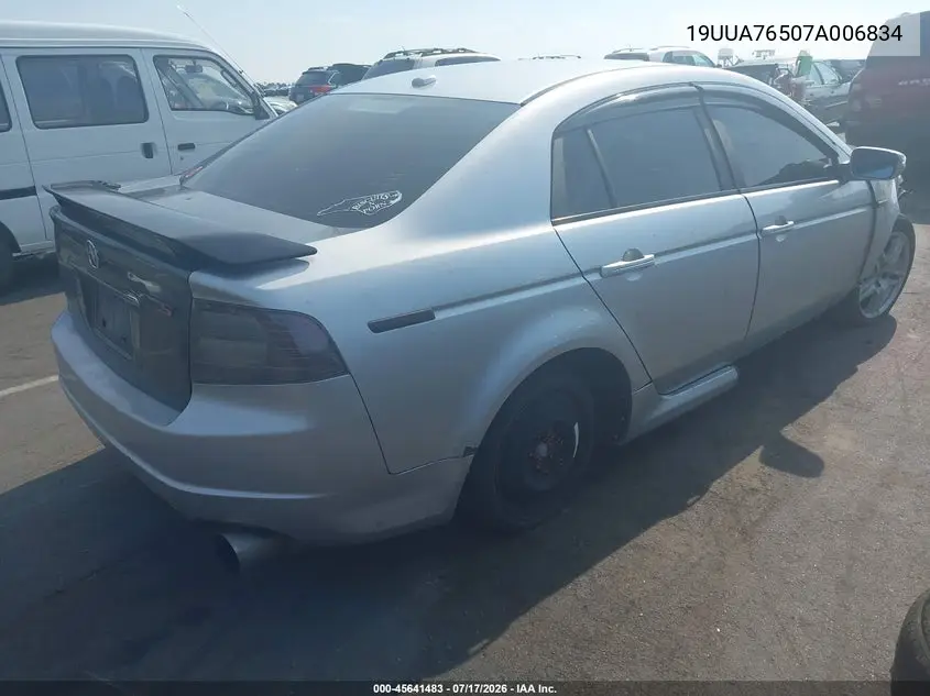 2007 Acura Tl Type S VIN: 19UUA76507A006834 Lot: 45641483