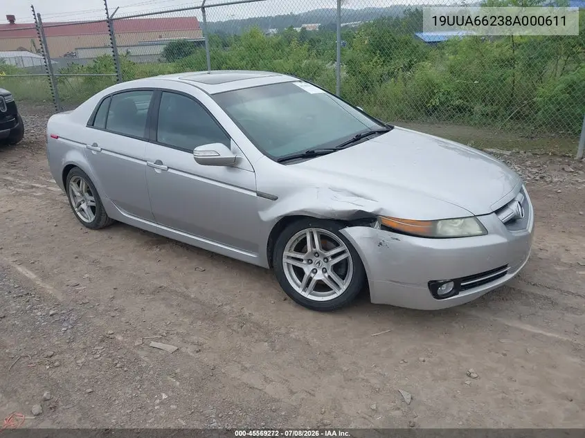 2008 Acura Tl 3.2 VIN: 19UUA66238A000611 Lot: 45569272