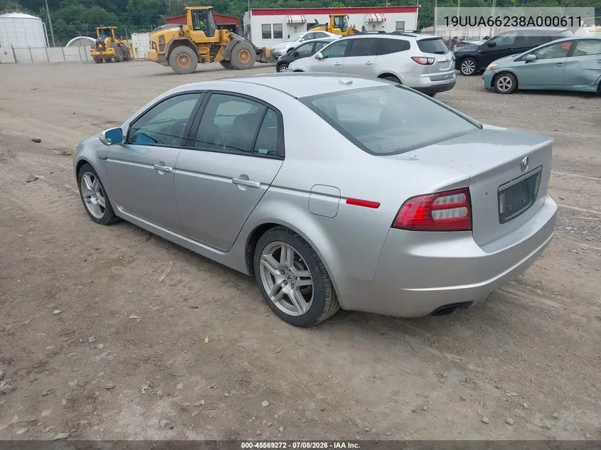 2008 Acura Tl 3.2 VIN: 19UUA66238A000611 Lot: 45569272