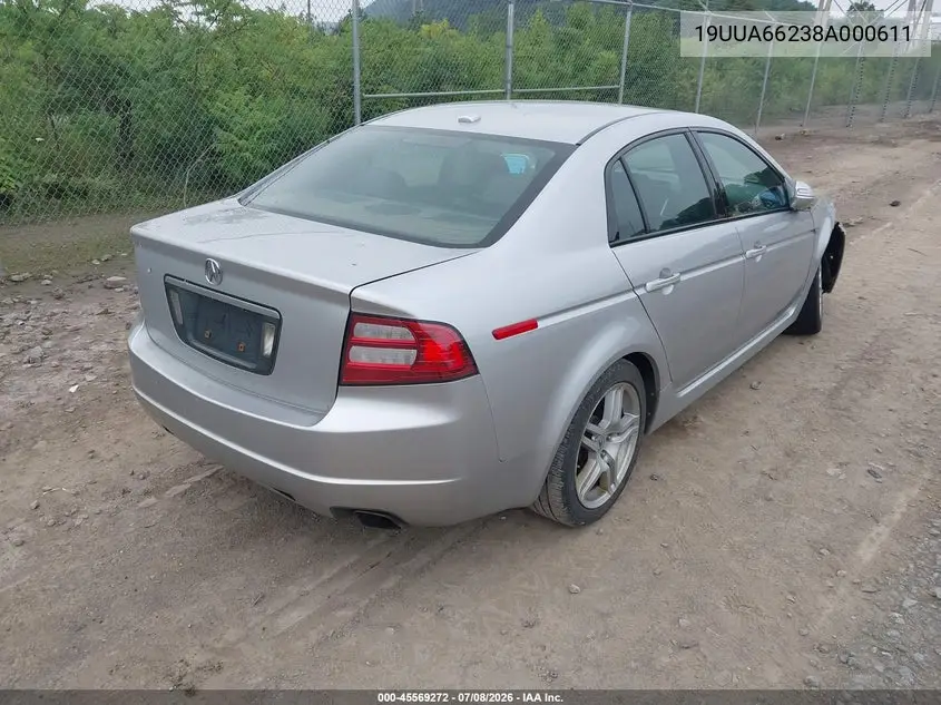 2008 Acura Tl 3.2 VIN: 19UUA66238A000611 Lot: 45569272