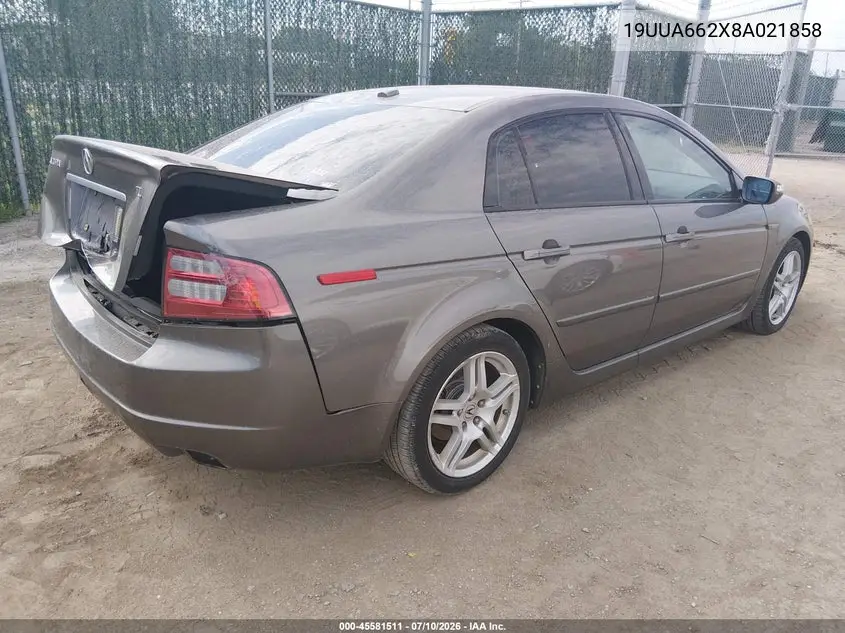 2008 Acura Tl 3.2 VIN: 19UUA662X8A021858 Lot: 45581511