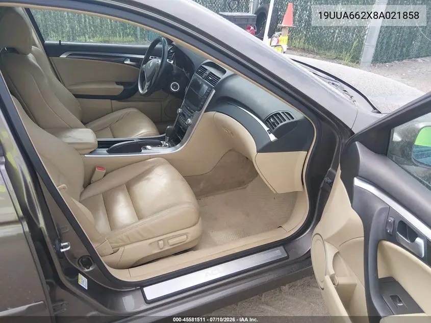 2008 Acura Tl 3.2 VIN: 19UUA662X8A021858 Lot: 45581511