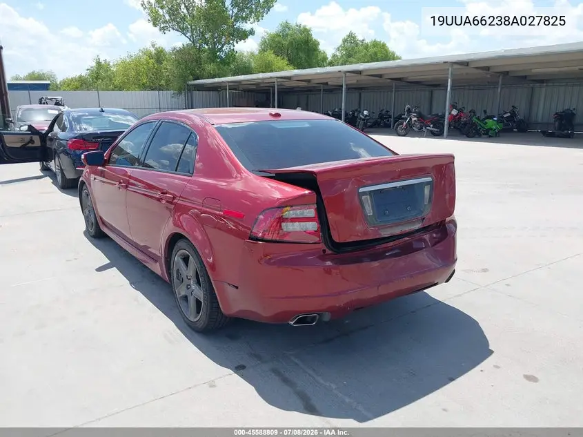 2008 Acura Tl 3.2 VIN: 19UUA66238A027825 Lot: 45588809