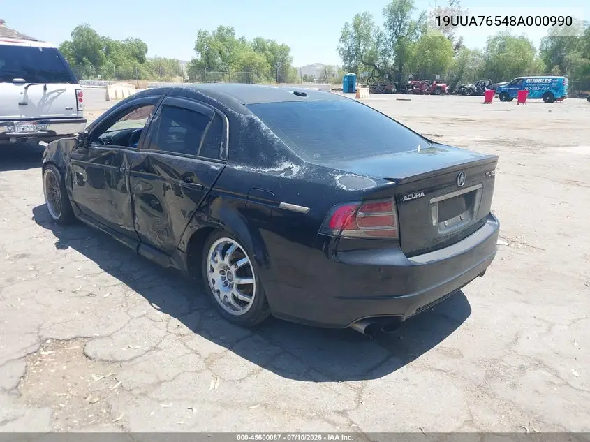 2008 Acura Tl Type S VIN: 19UUA76548A000990 Lot: 45600087