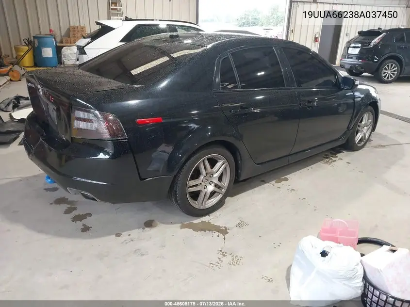 2008 Acura Tl 3.2 VIN: 19UUA66238A037450 Lot: 45605175