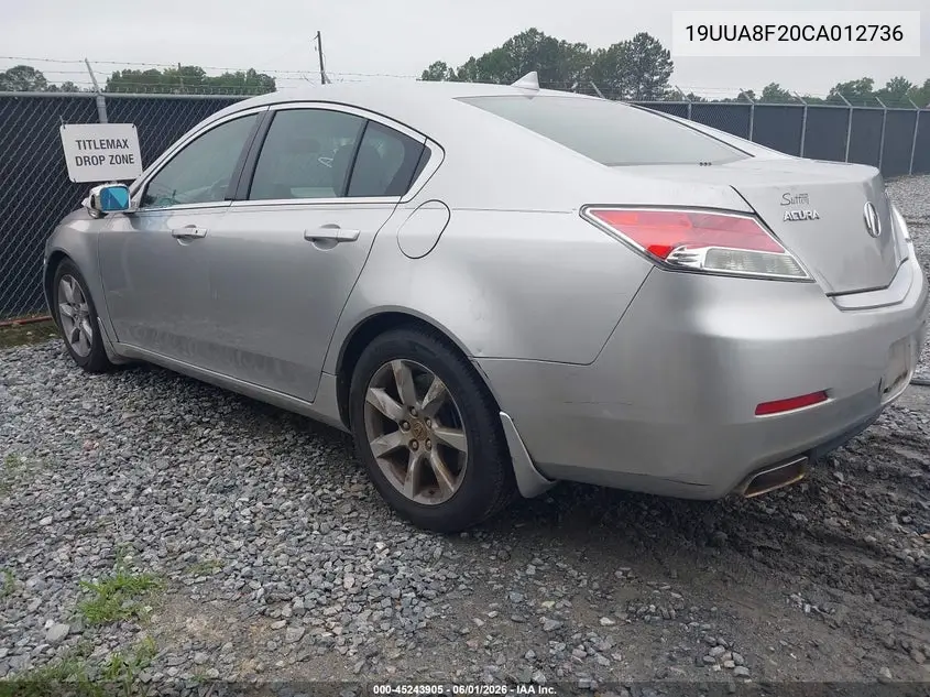 2012 Acura Tl 3.5 VIN: 19UUA8F20CA012736 Lot: 45243905