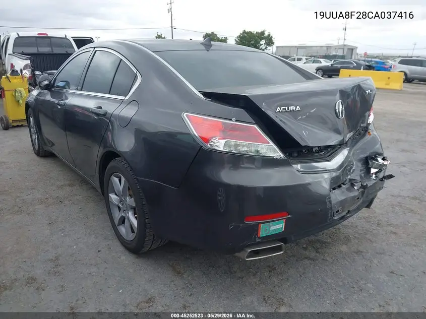 2012 Acura Tl 3.5 VIN: 19UUA8F28CA037416 Lot: 45252523