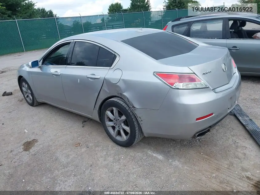 2012 Acura Tl 3.5 VIN: 19UUA8F26CA016922 Lot: 45554722