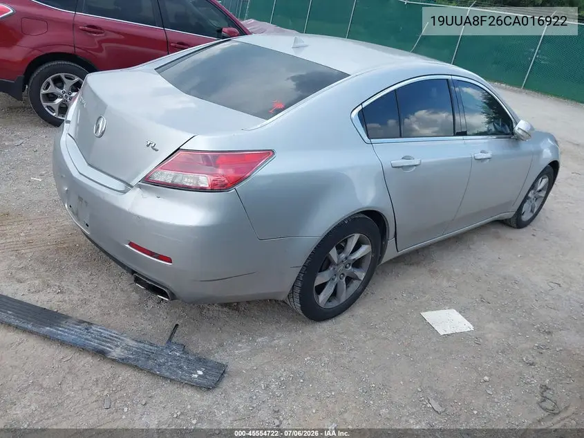2012 Acura Tl 3.5 VIN: 19UUA8F26CA016922 Lot: 45554722