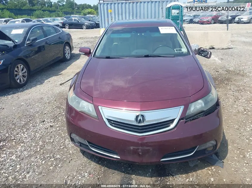 2012 Acura Tl 3.5 VIN: 19UUA8F25CA000422 Lot: 45565476
