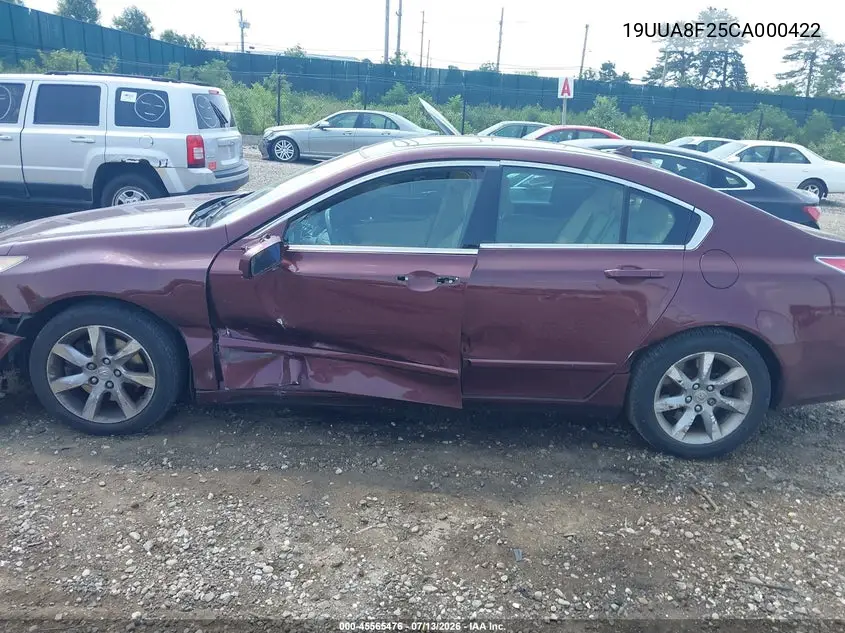 2012 Acura Tl 3.5 VIN: 19UUA8F25CA000422 Lot: 45565476