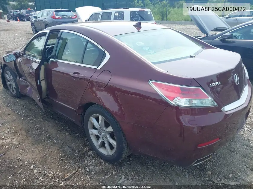 2012 Acura Tl 3.5 VIN: 19UUA8F25CA000422 Lot: 45565476