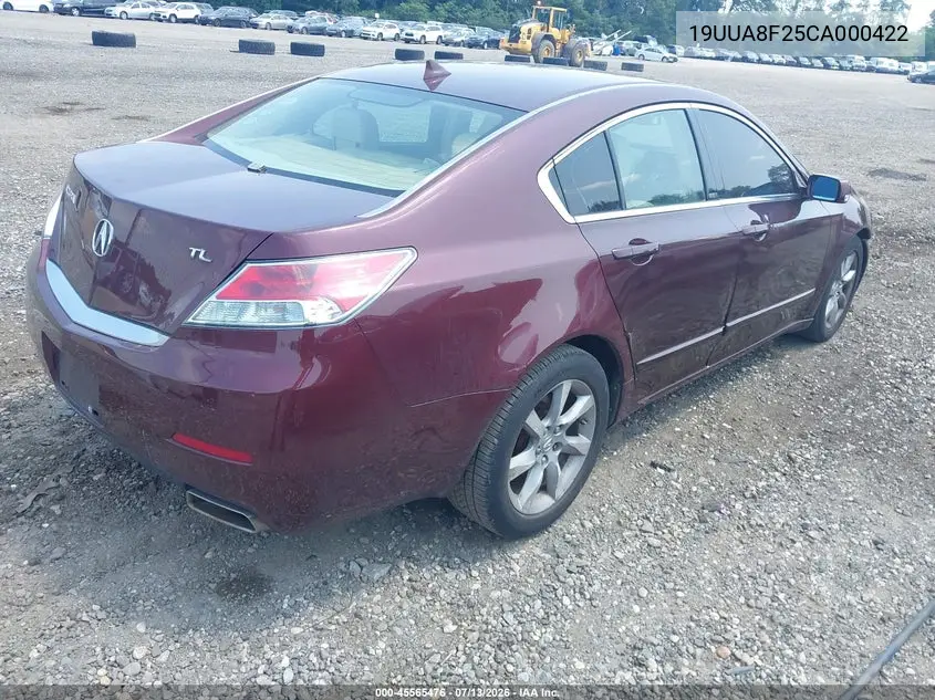 2012 Acura Tl 3.5 VIN: 19UUA8F25CA000422 Lot: 45565476