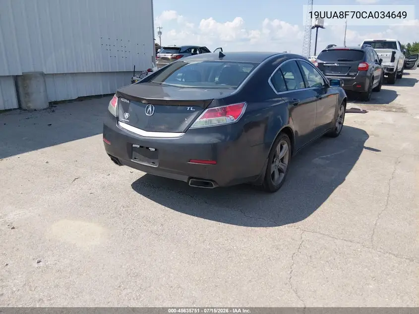 2012 Acura Tl 3.5 VIN: 19UUA8F70CA034649 Lot: 45635751