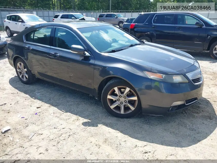 2012 Acura Tl 3.5 VIN: 19UUA8F26CA038466 Lot: 45646707