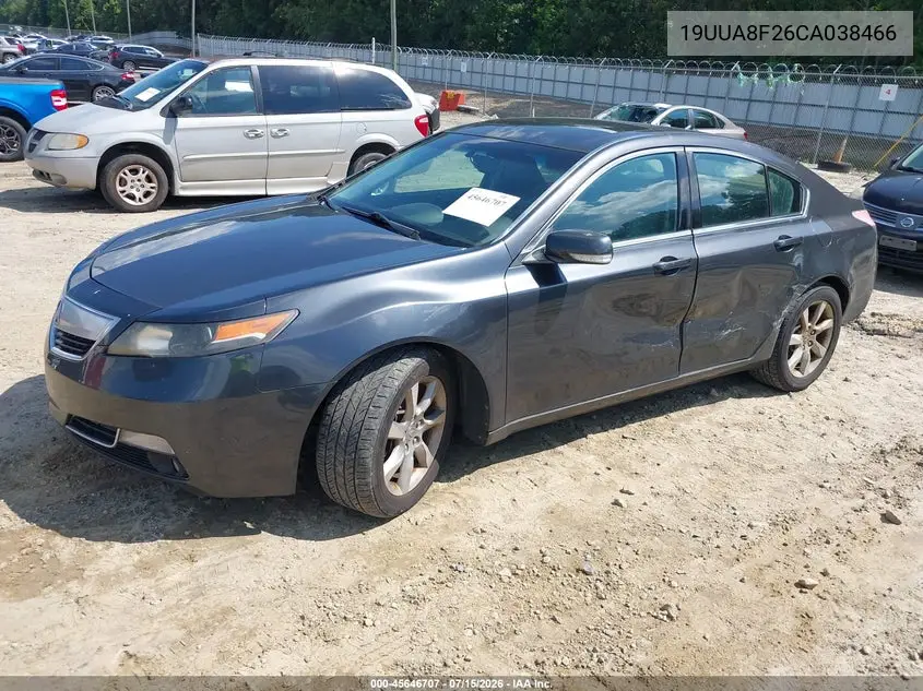 2012 Acura Tl 3.5 VIN: 19UUA8F26CA038466 Lot: 45646707