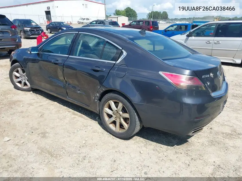 2012 Acura Tl 3.5 VIN: 19UUA8F26CA038466 Lot: 45646707