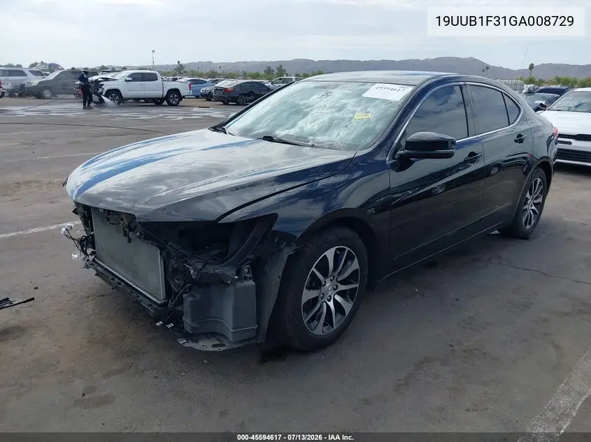 2016 Acura Tlx VIN: 19UUB1F31GA008729 Lot: 45594617