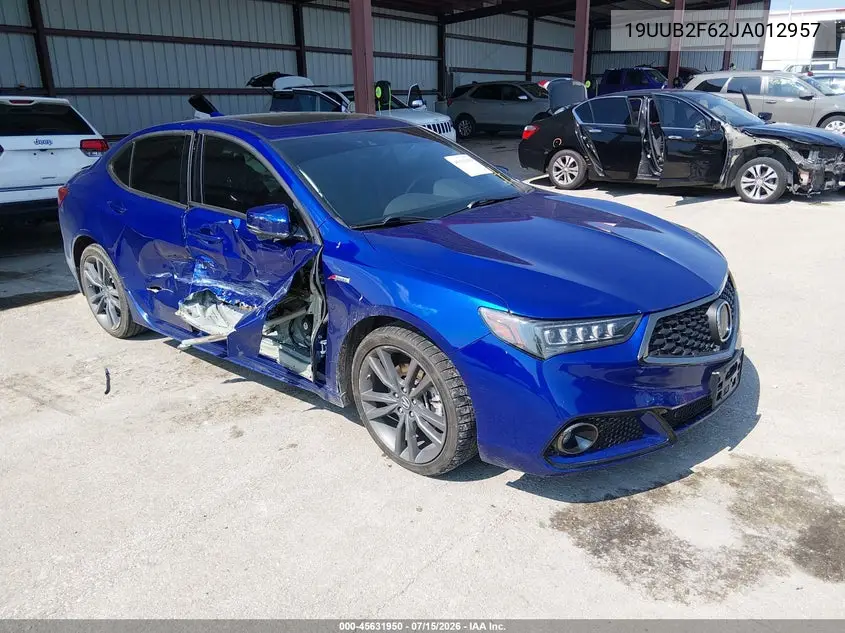 2018 Acura Tlx Tech A-Spec Pkgs VIN: 19UUB2F62JA012957 Lot: 45631950