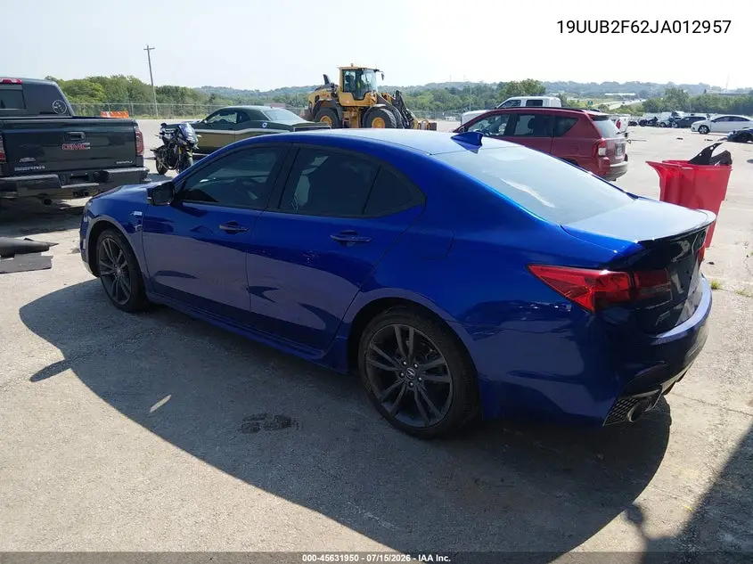 2018 Acura Tlx Tech A-Spec Pkgs VIN: 19UUB2F62JA012957 Lot: 45631950