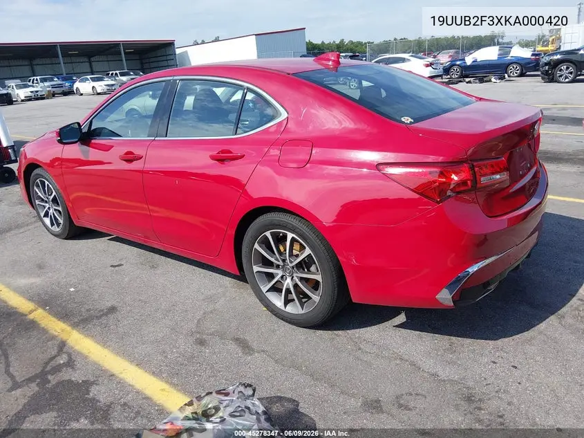 2019 Acura Tlx Standard VIN: 19UUB2F3XKA000420 Lot: 45278347