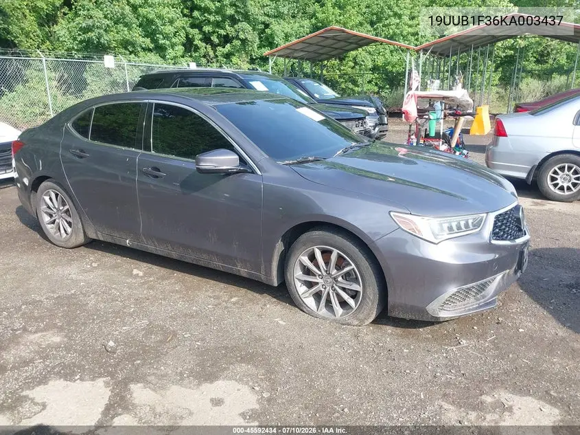2019 Acura Tlx Standard VIN: 19UUB1F36KA003437 Lot: 45592434