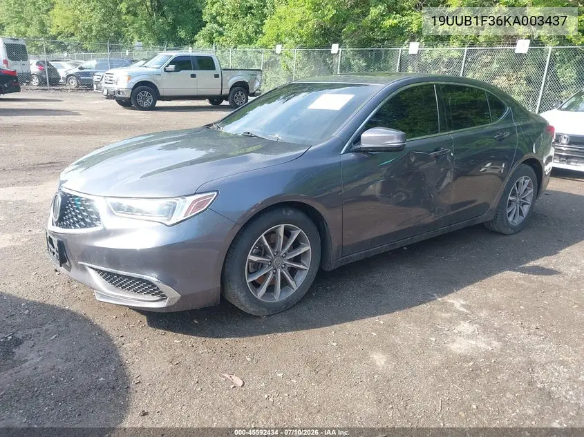 2019 Acura Tlx Standard VIN: 19UUB1F36KA003437 Lot: 45592434