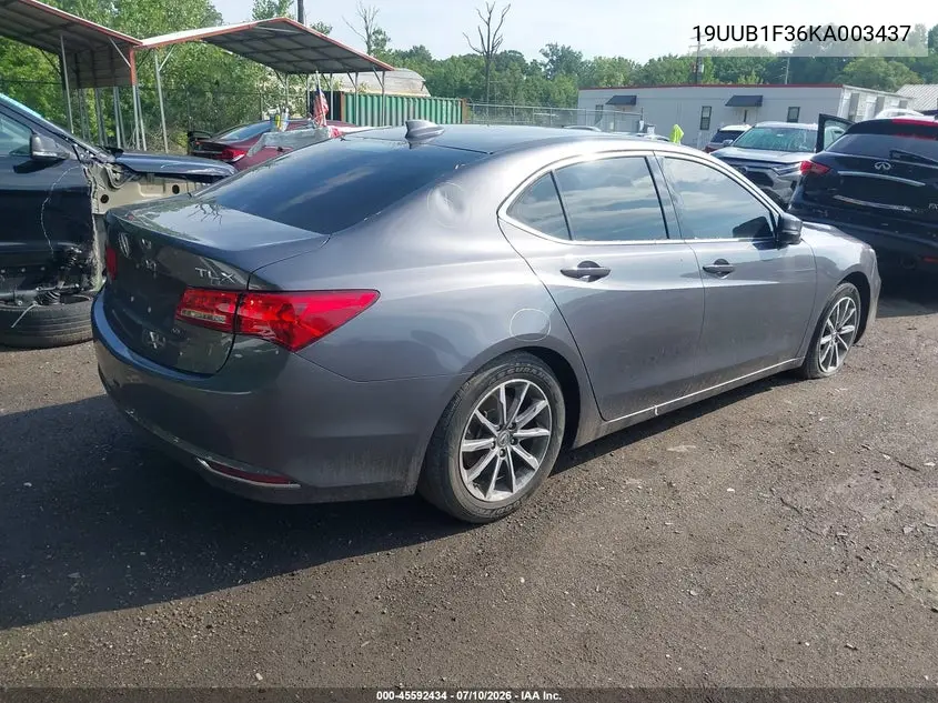 2019 Acura Tlx Standard VIN: 19UUB1F36KA003437 Lot: 45592434