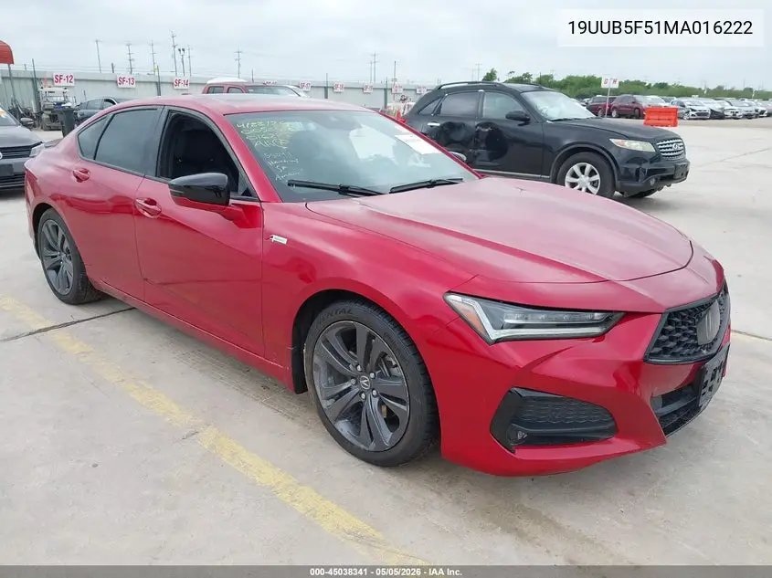 2021 Acura Tlx A-Spec Package VIN: 19UUB5F51MA016222 Lot: 45038341