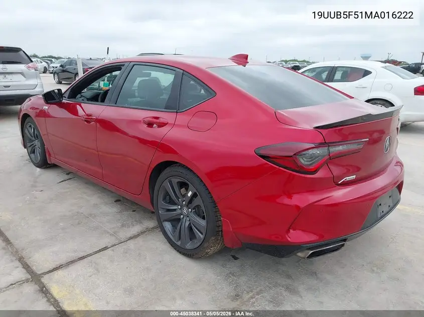 2021 Acura Tlx A-Spec Package VIN: 19UUB5F51MA016222 Lot: 45038341