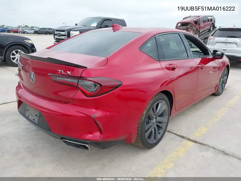 2021 Acura Tlx A-Spec Package VIN: 19UUB5F51MA016222 Lot: 45038341