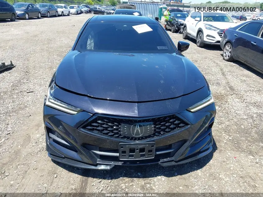 2021 Acura Tlx Technology Package VIN: 19UUB6F40MA006102 Lot: 45430275