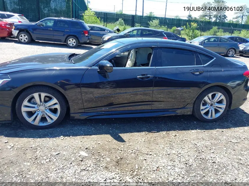 2021 Acura Tlx Technology Package VIN: 19UUB6F40MA006102 Lot: 45430275