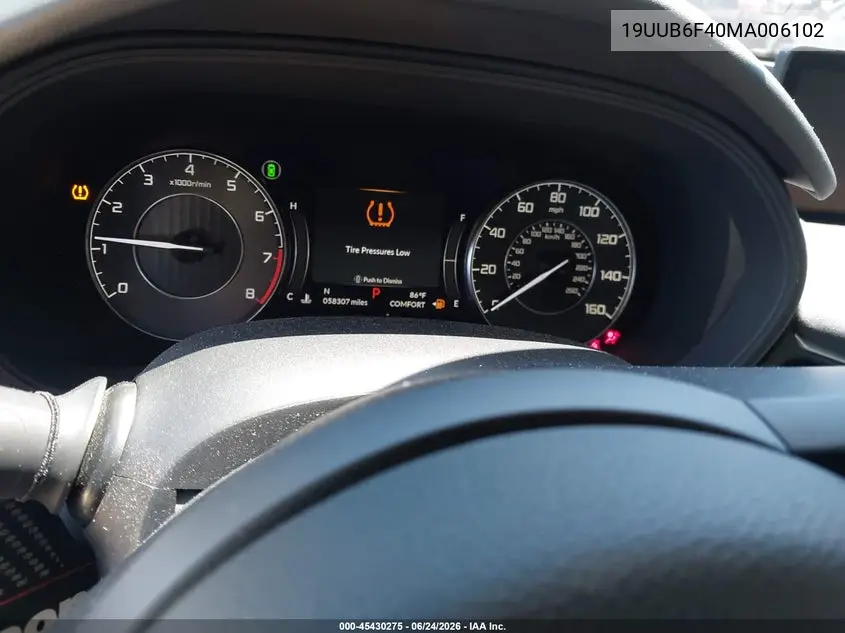 2021 Acura Tlx Technology Package VIN: 19UUB6F40MA006102 Lot: 45430275