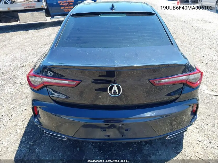 2021 Acura Tlx Technology Package VIN: 19UUB6F40MA006102 Lot: 45430275
