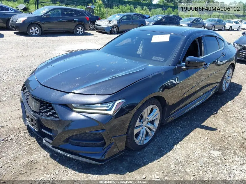 2021 Acura Tlx Technology Package VIN: 19UUB6F40MA006102 Lot: 45430275