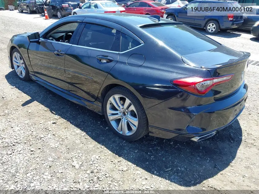 2021 Acura Tlx Technology Package VIN: 19UUB6F40MA006102 Lot: 45430275