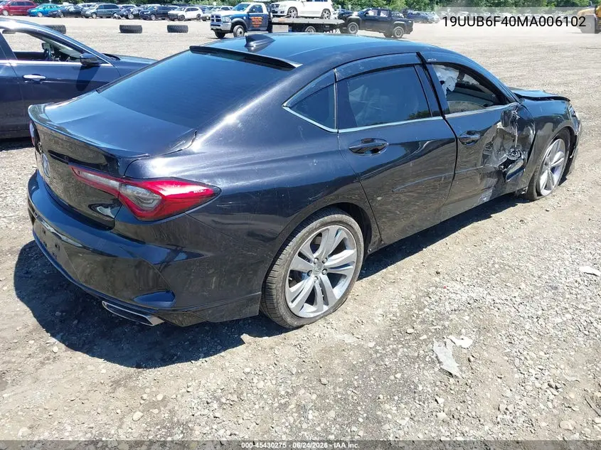 2021 Acura Tlx Technology Package VIN: 19UUB6F40MA006102 Lot: 45430275