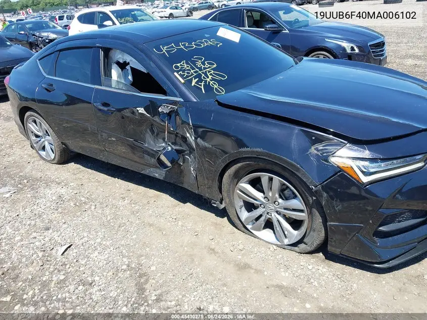 2021 Acura Tlx Technology Package VIN: 19UUB6F40MA006102 Lot: 45430275