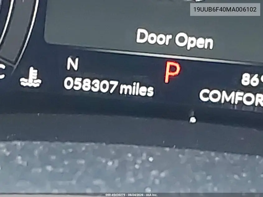 2021 Acura Tlx Technology Package VIN: 19UUB6F40MA006102 Lot: 45430275