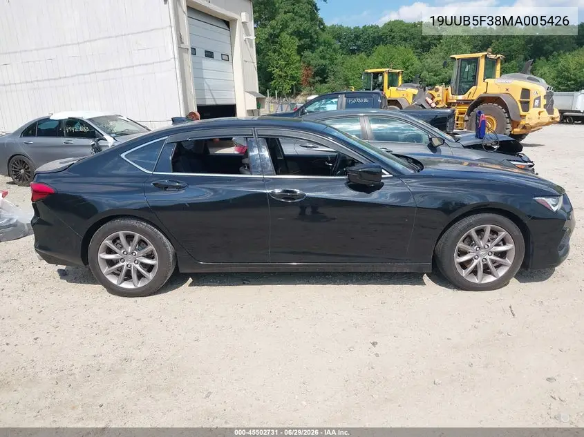 2021 Acura Tlx Standard VIN: 19UUB5F38MA005426 Lot: 45502731