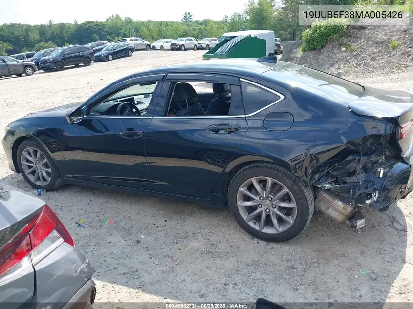 2021 Acura Tlx Standard VIN: 19UUB5F38MA005426 Lot: 45502731