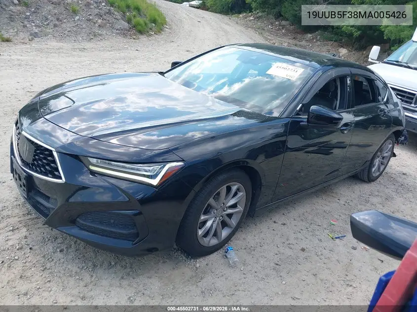 2021 Acura Tlx Standard VIN: 19UUB5F38MA005426 Lot: 45502731